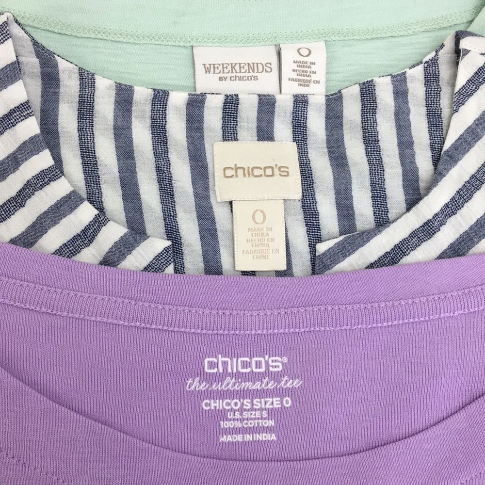 Chico's Women's Pastel Casual Tops Bundle of 3 Size 0/S EXCELLENT Condition